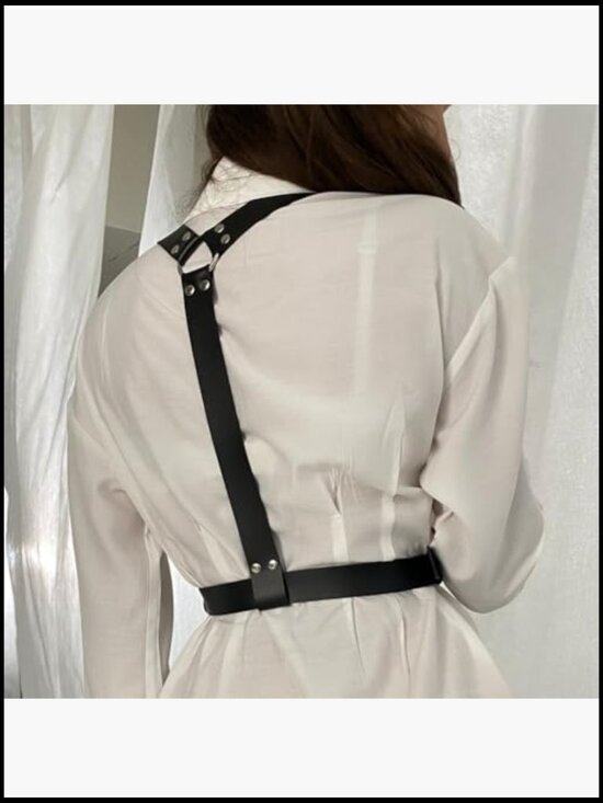 Women Leather Body Chain Harness Punk Gothic Corset Belt Adjustable Straps Party main image 6